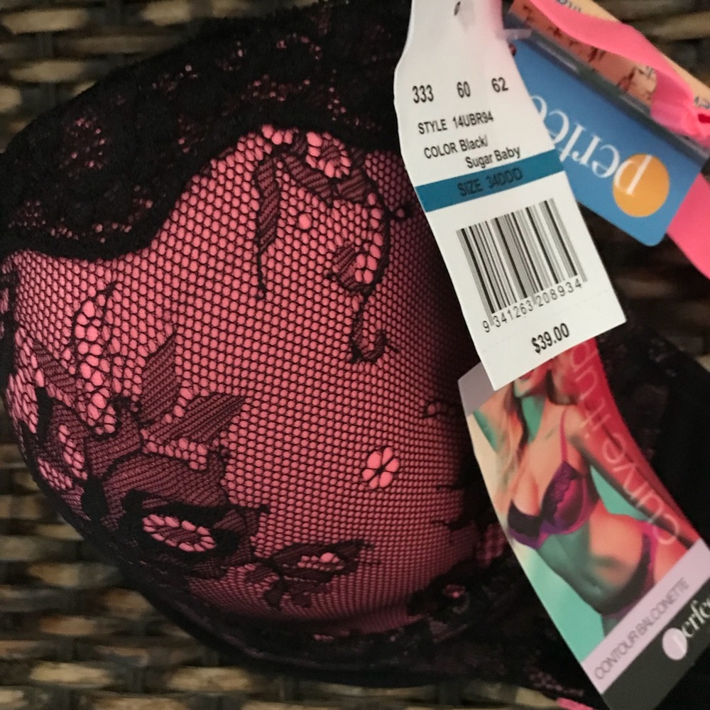 Brand new with tags pink and black balconette bra